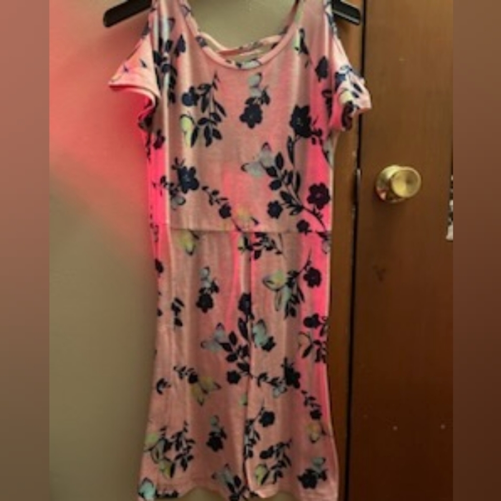 SO XXL kids dress pink with blue flowers